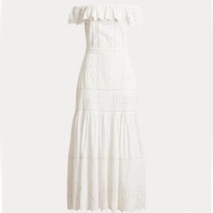 S O L D!!
Ralph Lauren White Cotton Eyelet Off the Shoulder Dress